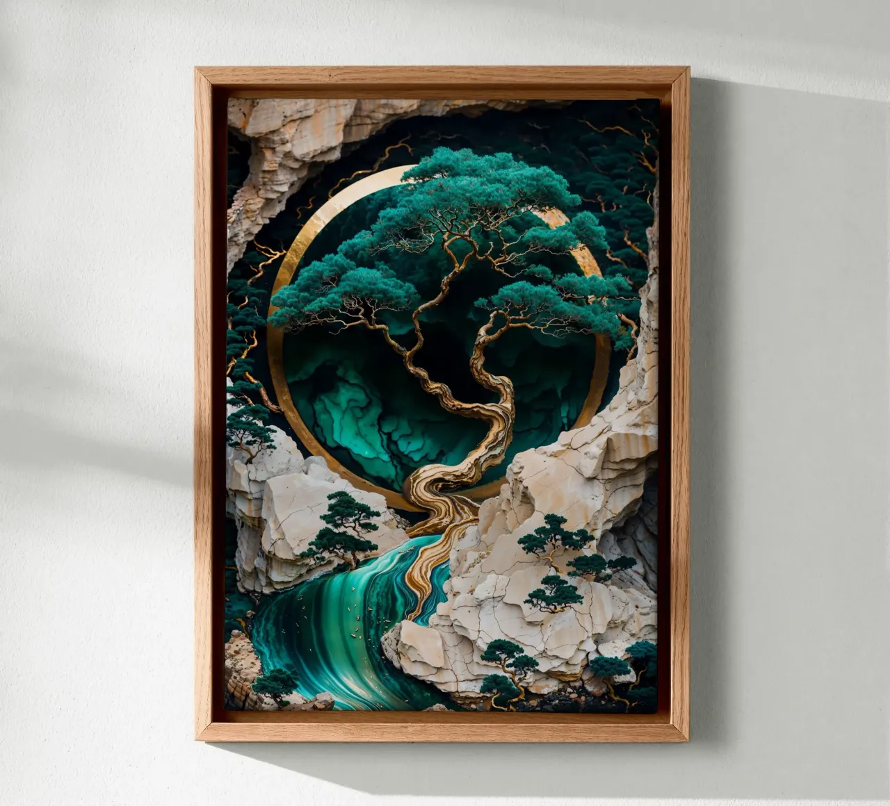 Mountain Tree Kintsugi Art tela con Cornice a cassetta da Pixaverse