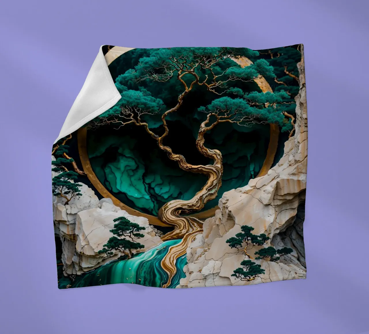 Mountain Tree Kintsugi Art coperta in pile da Pixaverse