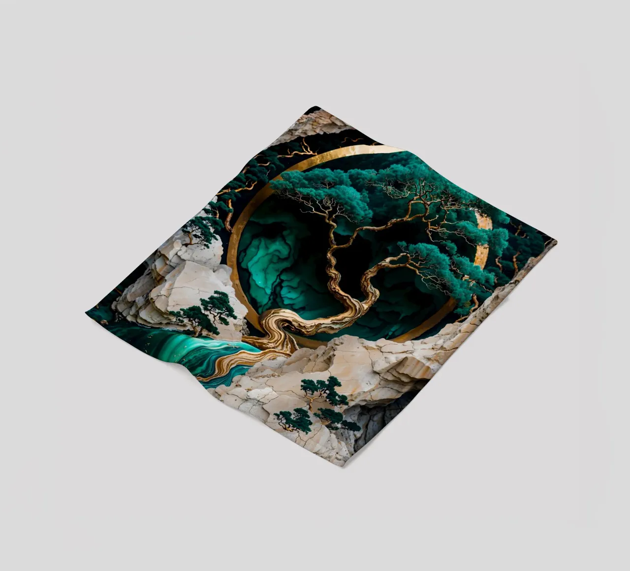 Mountain Tree Kintsugi Art coperta in pile da Pixaverse