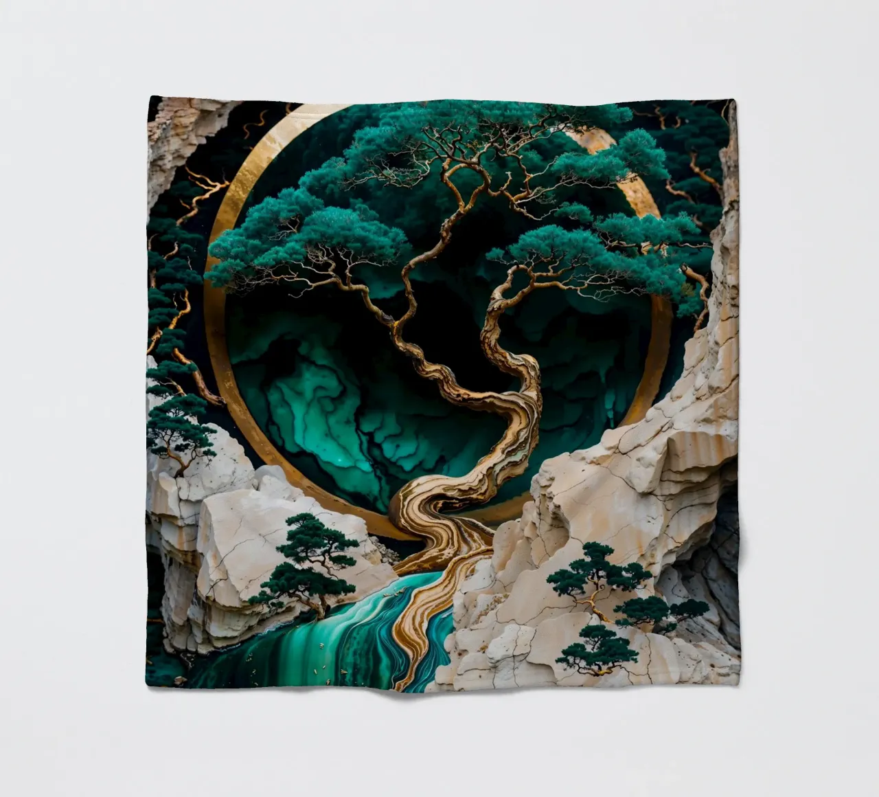 Mountain Tree Kintsugi Art coperta in pile da Pixaverse