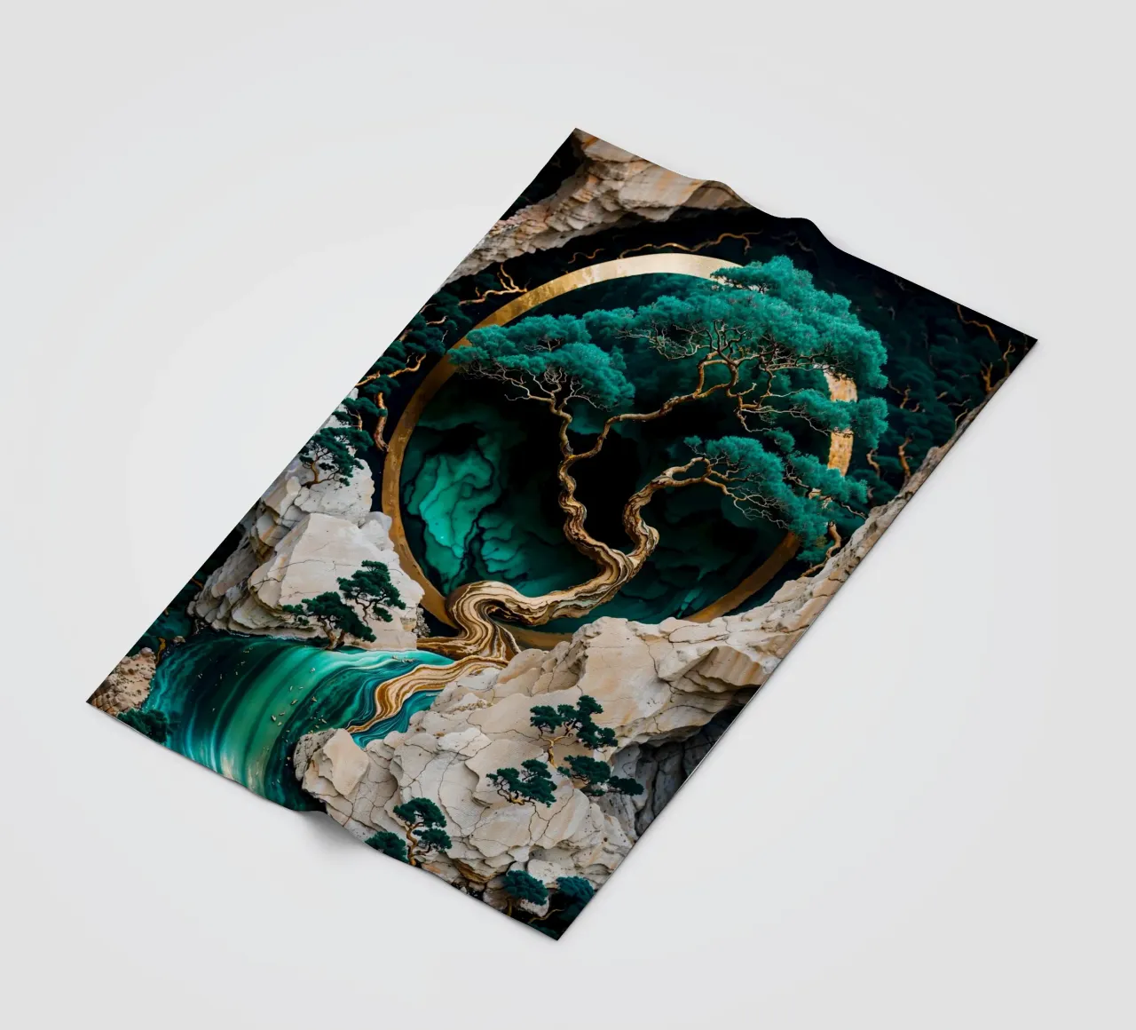 Mountain Tree Kintsugi Art coperta in pile da Pixaverse