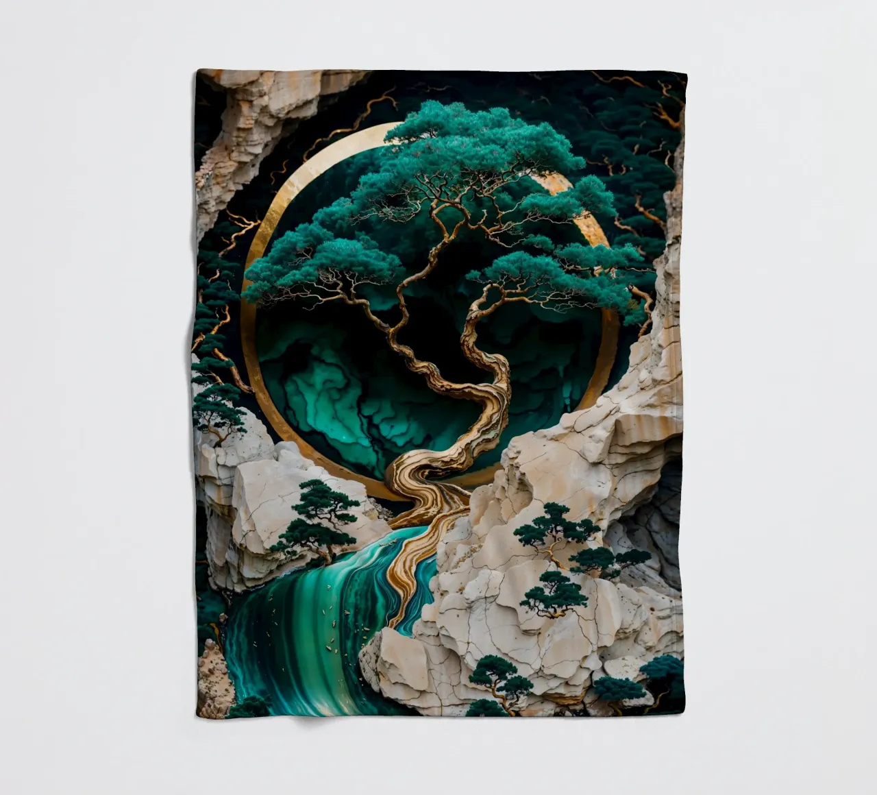 Mountain Tree Kintsugi Art coperta in pile da Pixaverse