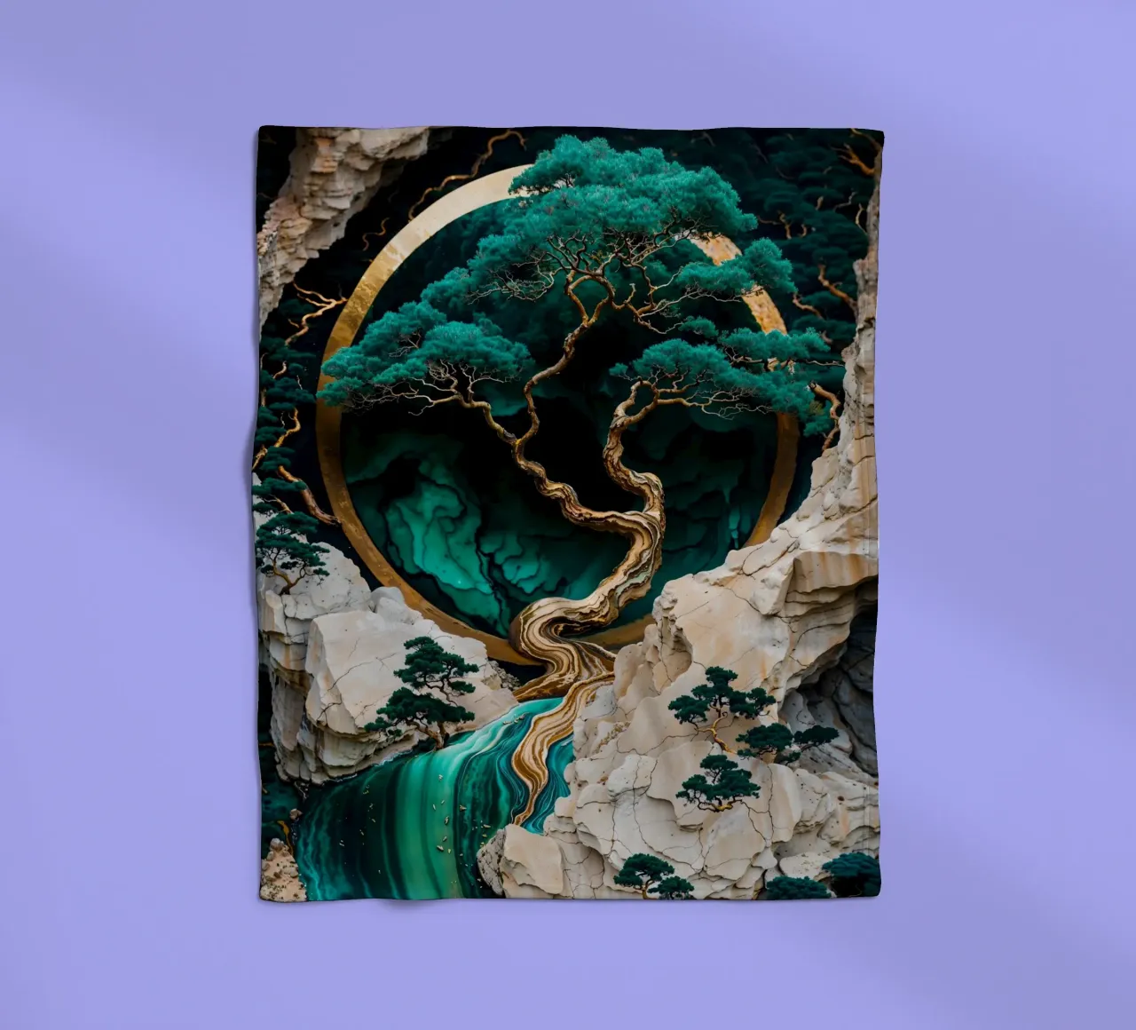 Mountain Tree Kintsugi Art coperta in pile da Pixaverse