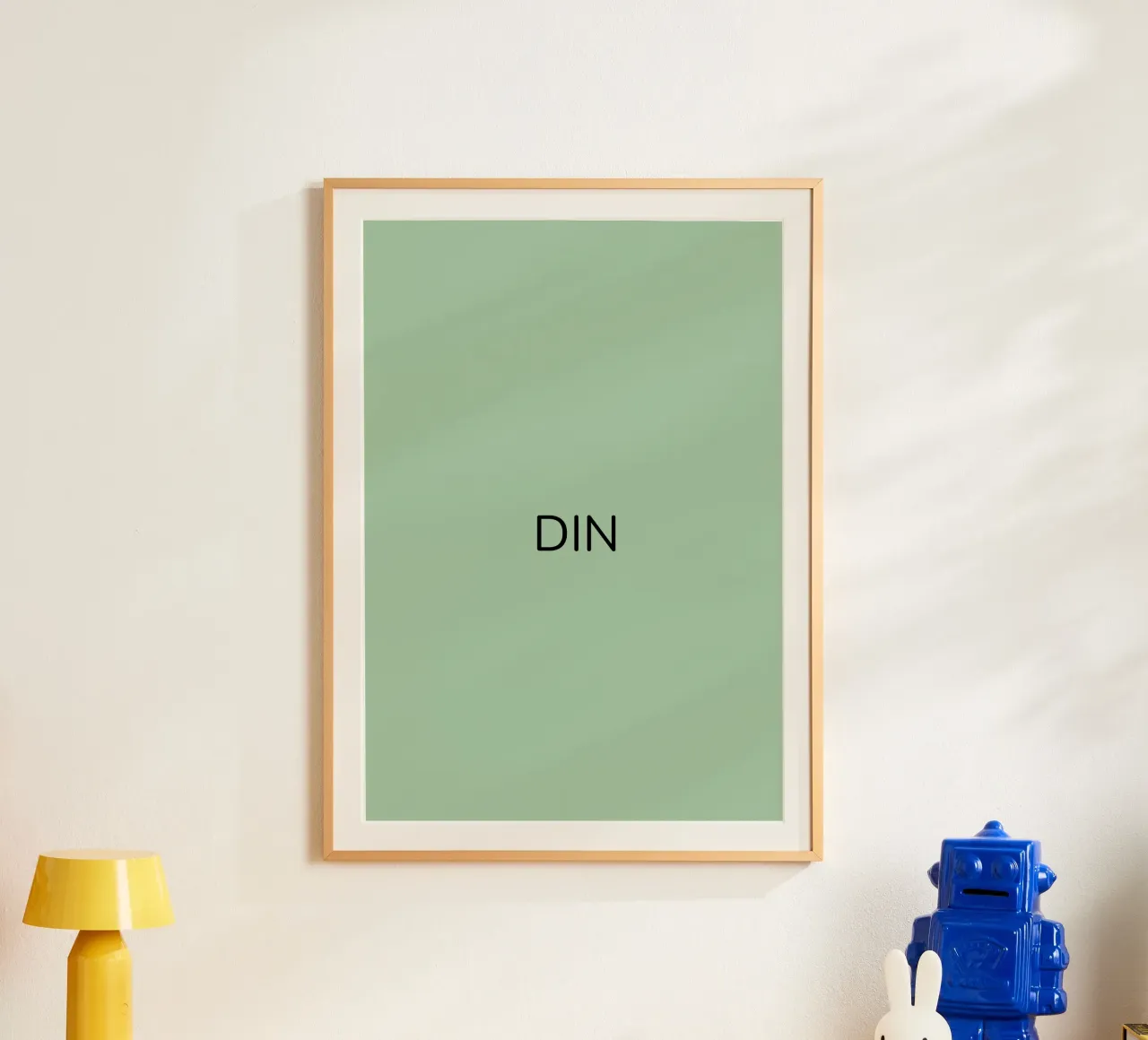 WOOOOOO DIN poster met houten frame van sini-bini