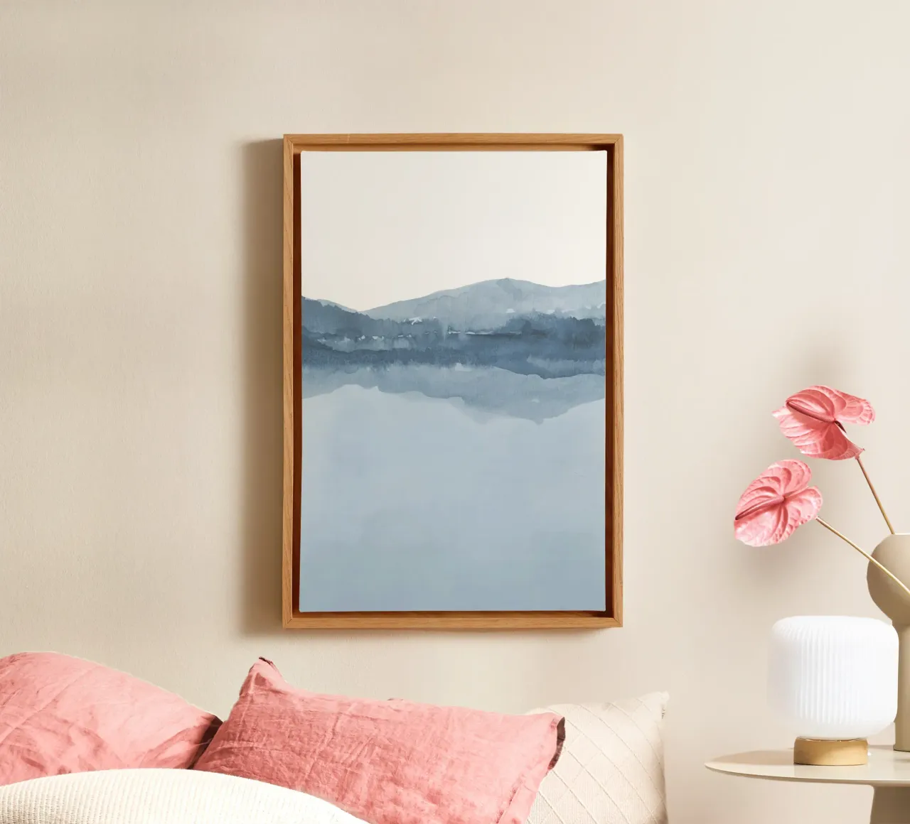 Paesaggio astratto nei toni del blu 2/2 tela con Cornice a cassetta da NouveauPrints