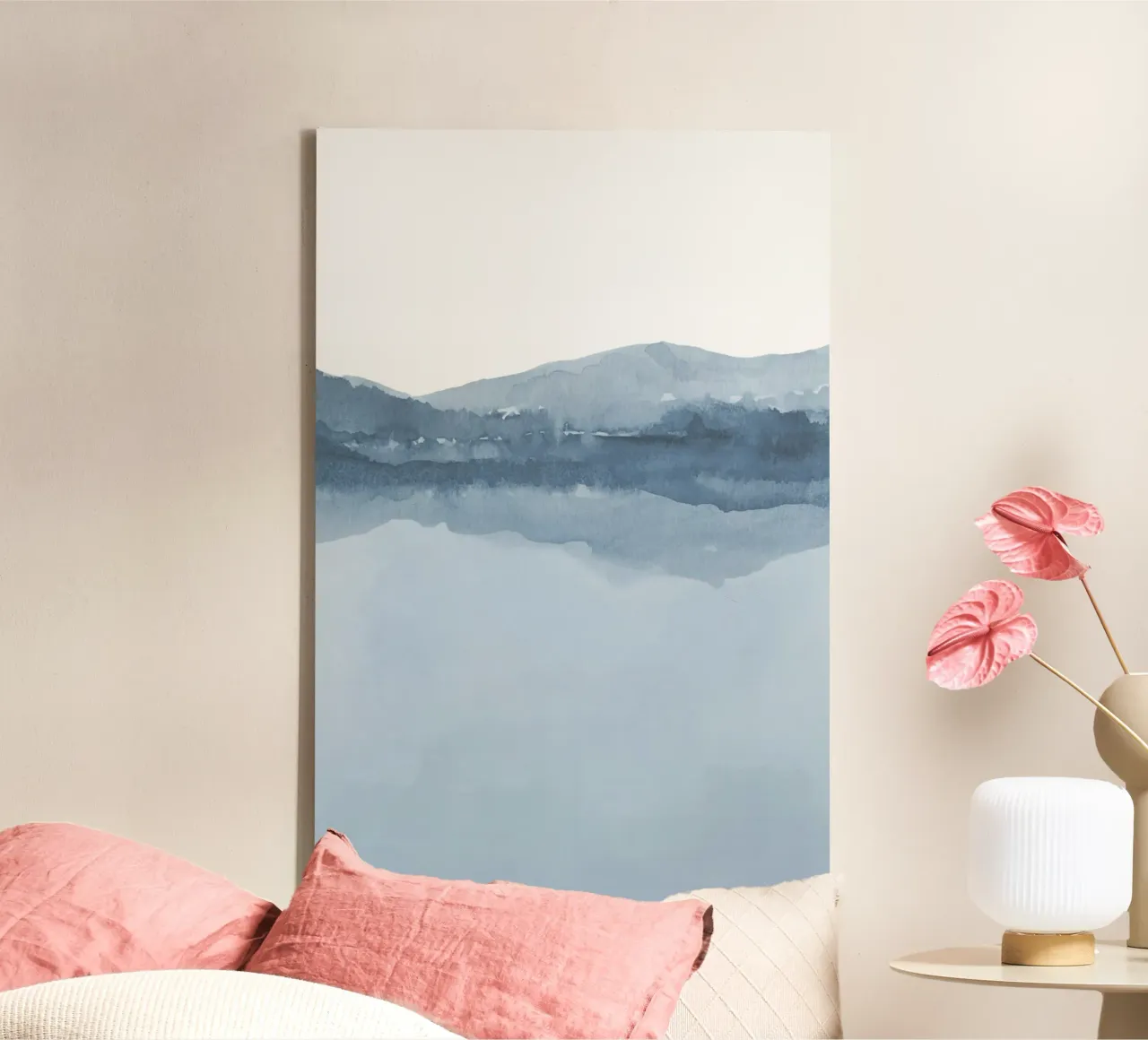 Paesaggio astratto nei toni del blu 2/2 tela con Cornice a cassetta da NouveauPrints