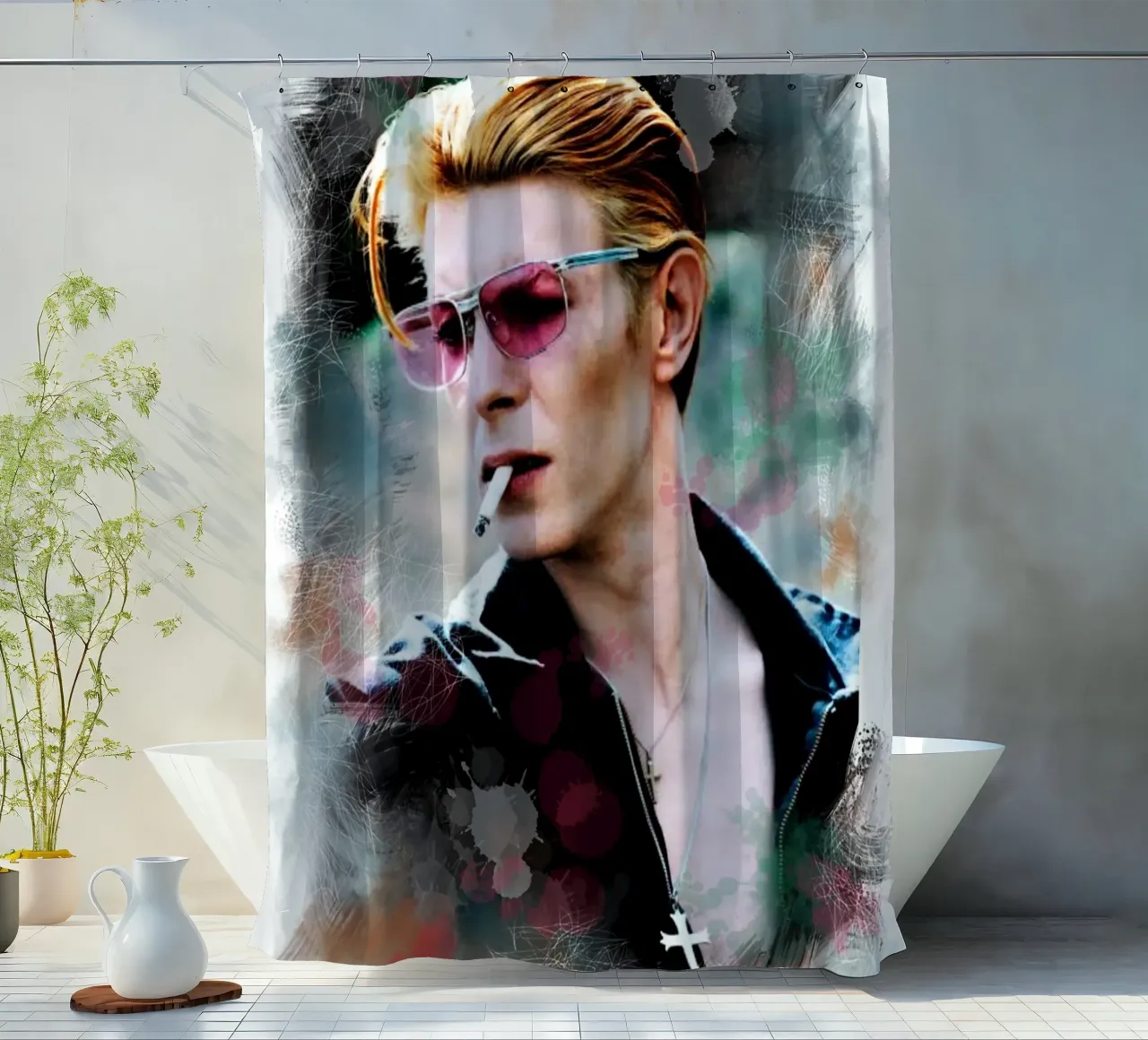 David Bowie smoking tenda da doccia da Lembayung art