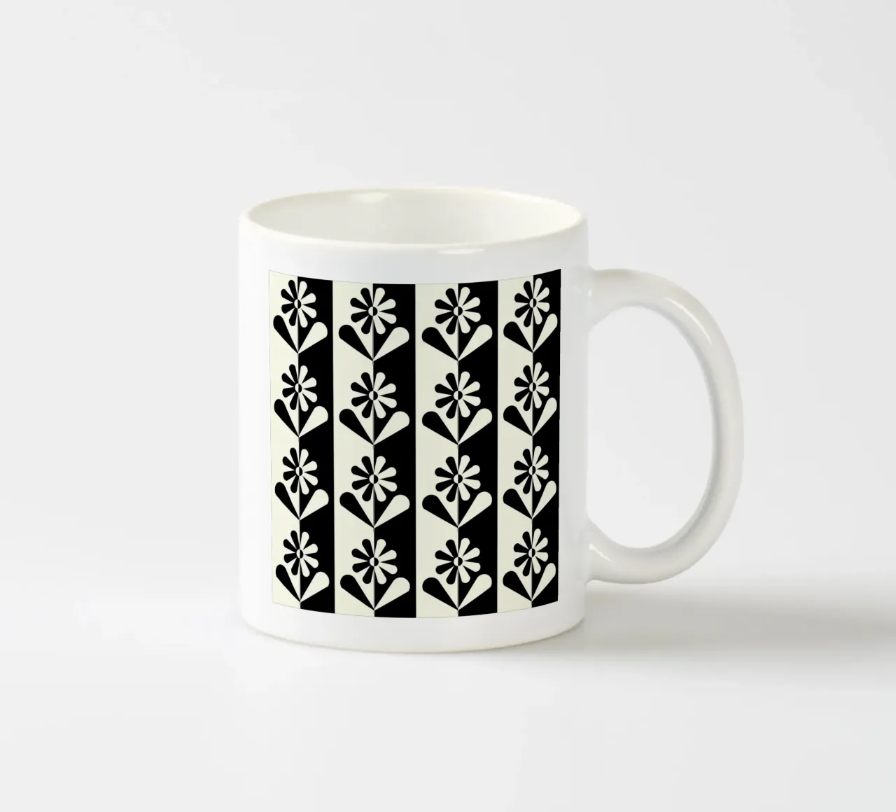 Black and white floral pattern tazza in ceramica da TijanaArtStudio88