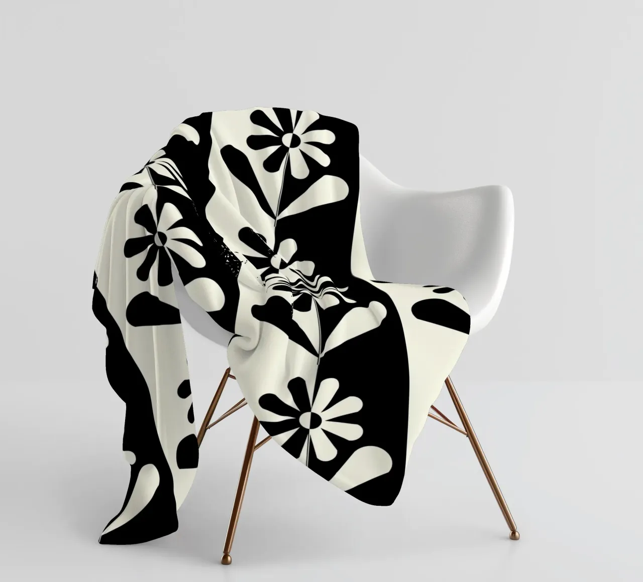 Black and white floral pattern coperta in pile da TijanaArtStudio88