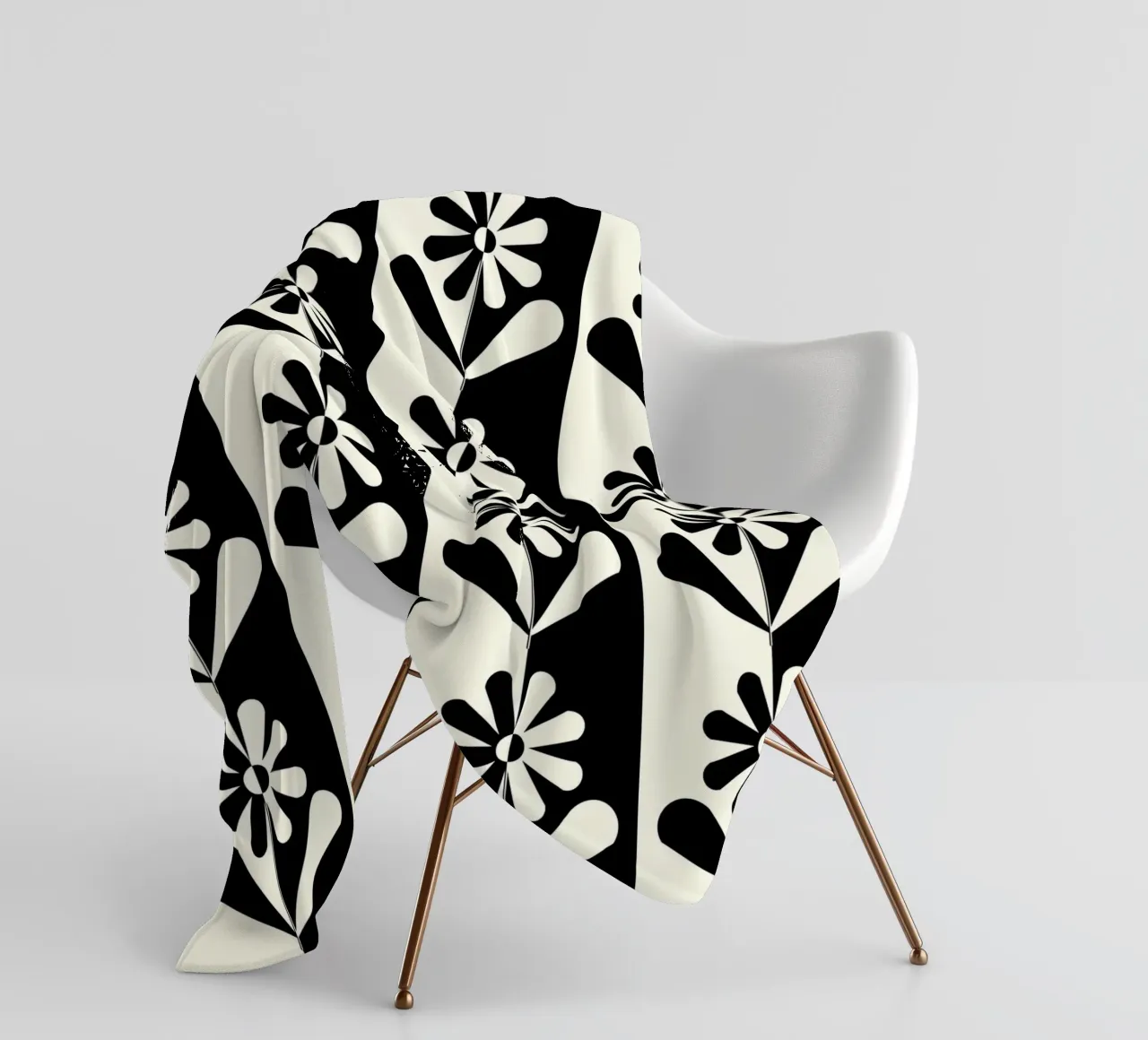 Black and white floral pattern coperta in pile da TijanaArtStudio88