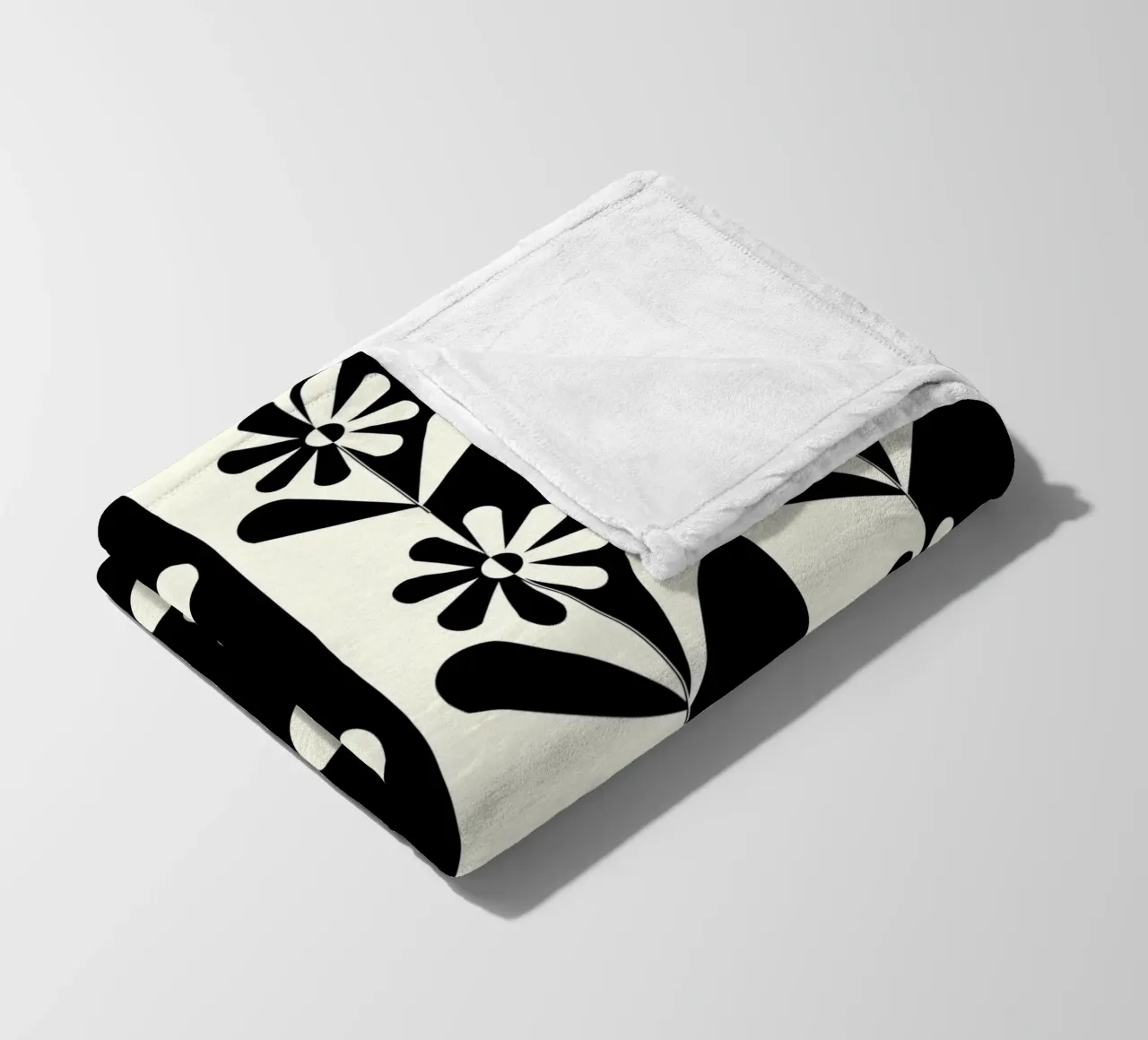 Black and white floral pattern coperta in pile da TijanaArtStudio88