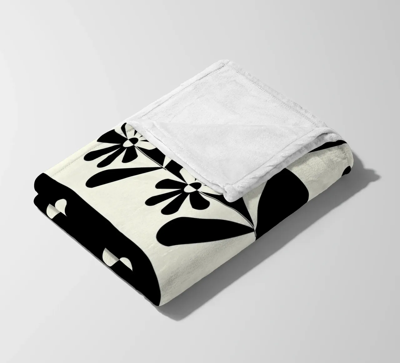 Black and white floral pattern coperta in pile da TijanaArtStudio88