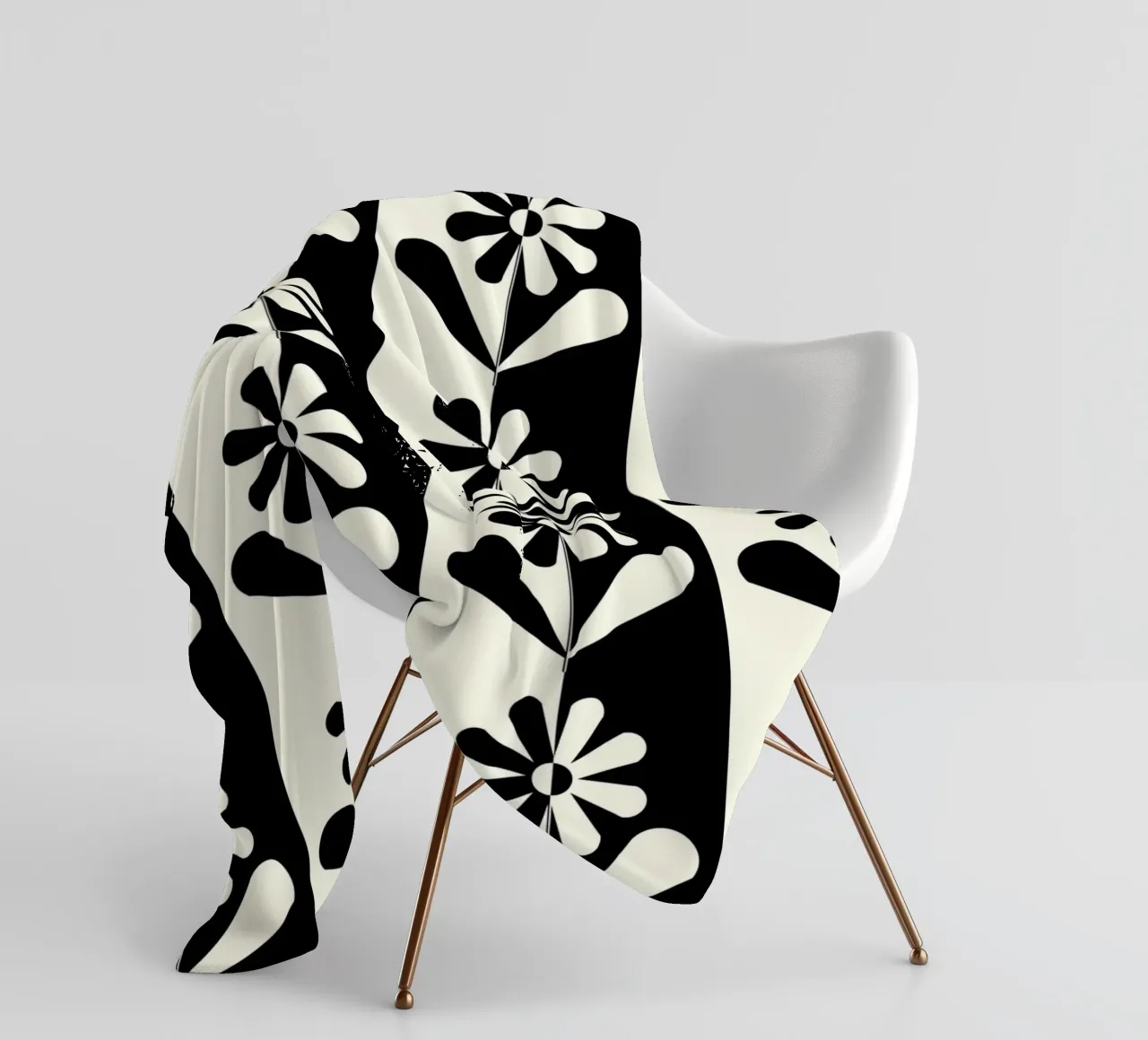 Black and white floral pattern coperta in pile da TijanaArtStudio88