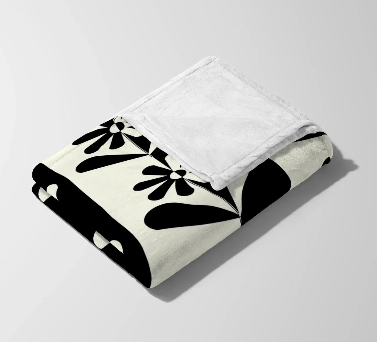 Black and white floral pattern coperta in pile da TijanaArtStudio88
