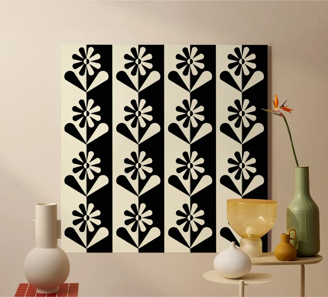 Black and white floral pattern plexiglass da TijanaArtStudio88