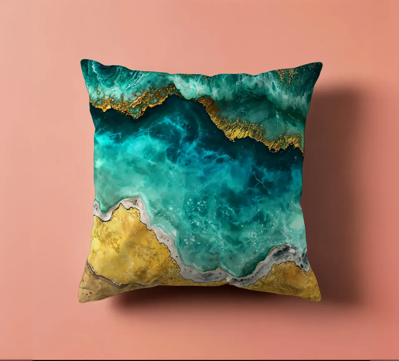 Abstract Ocean Waves Kintsugi Art cuscino da Pixaverse