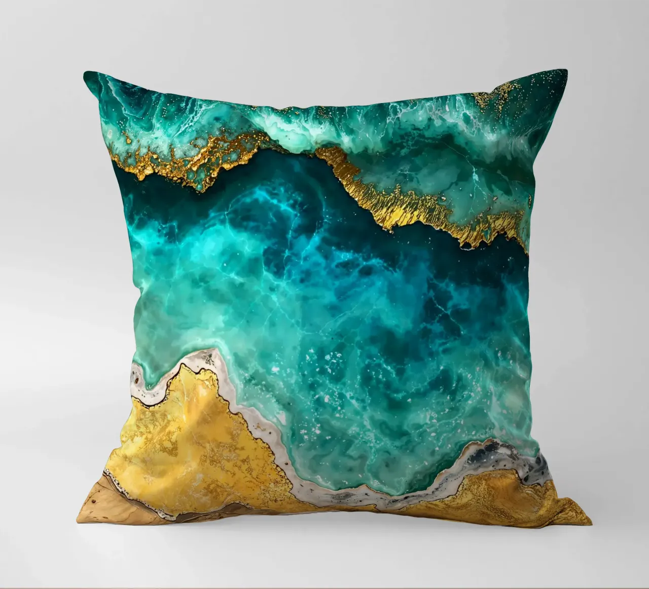 Abstract Ocean Waves Kintsugi Art cuscino da Pixaverse