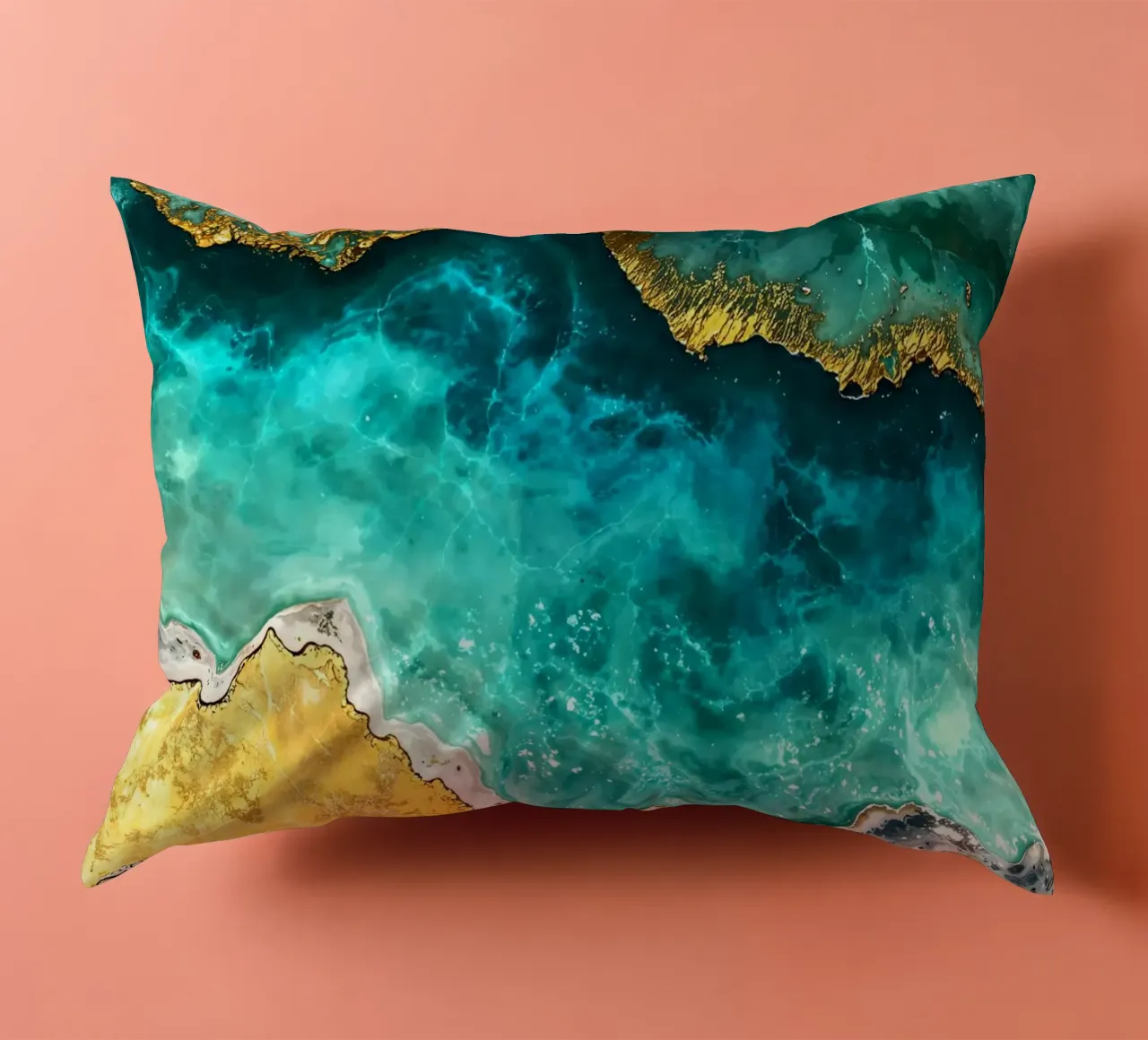 Abstract Ocean Waves Kintsugi Art cuscino da Pixaverse