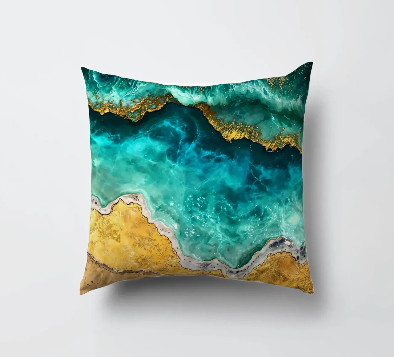 Abstract Ocean Waves Kintsugi Art cuscino da Pixaverse