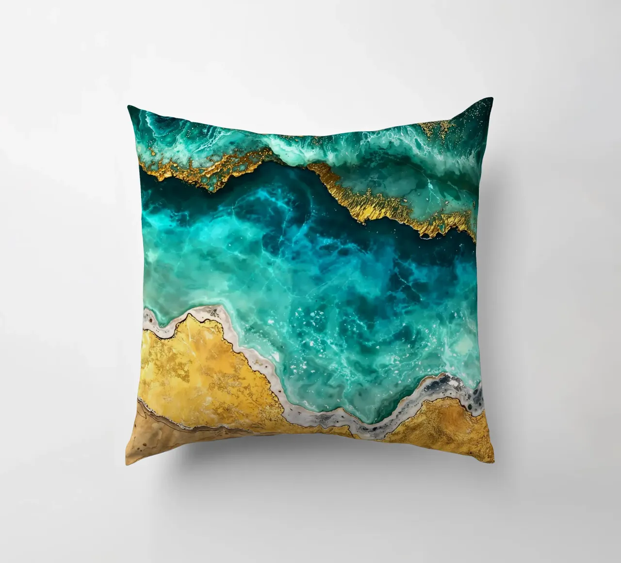 Abstract Ocean Waves Kintsugi Art cuscino da Pixaverse