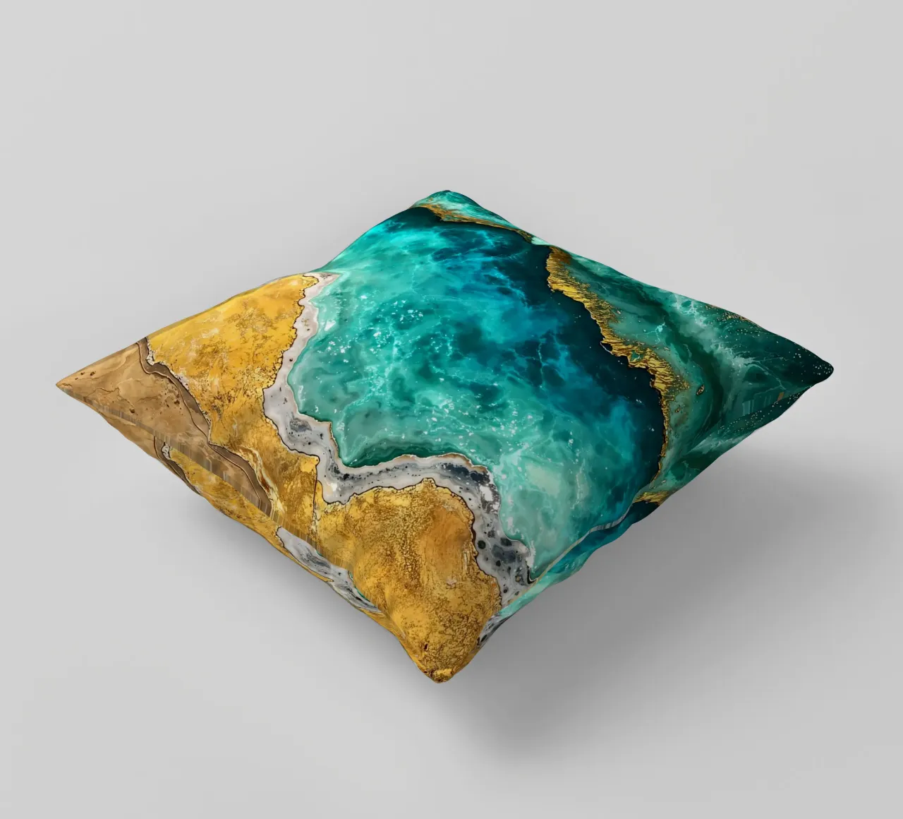 Abstract Ocean Waves Kintsugi Art cuscino da Pixaverse