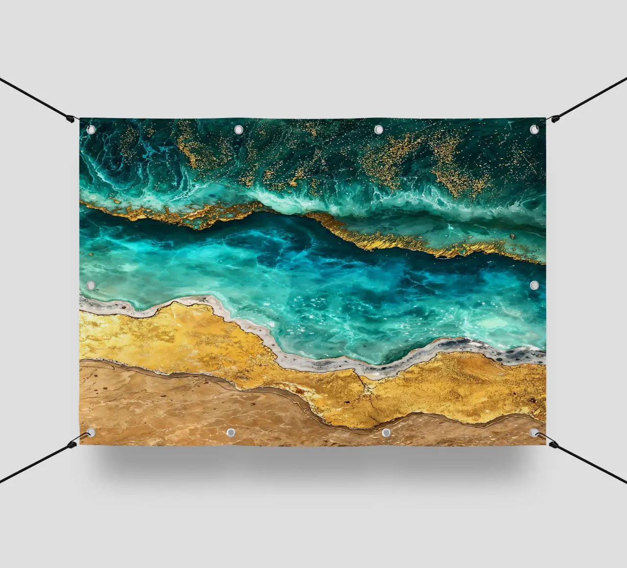 Abstract Ocean Waves Kintsugi Art telo in pvc da Pixaverse