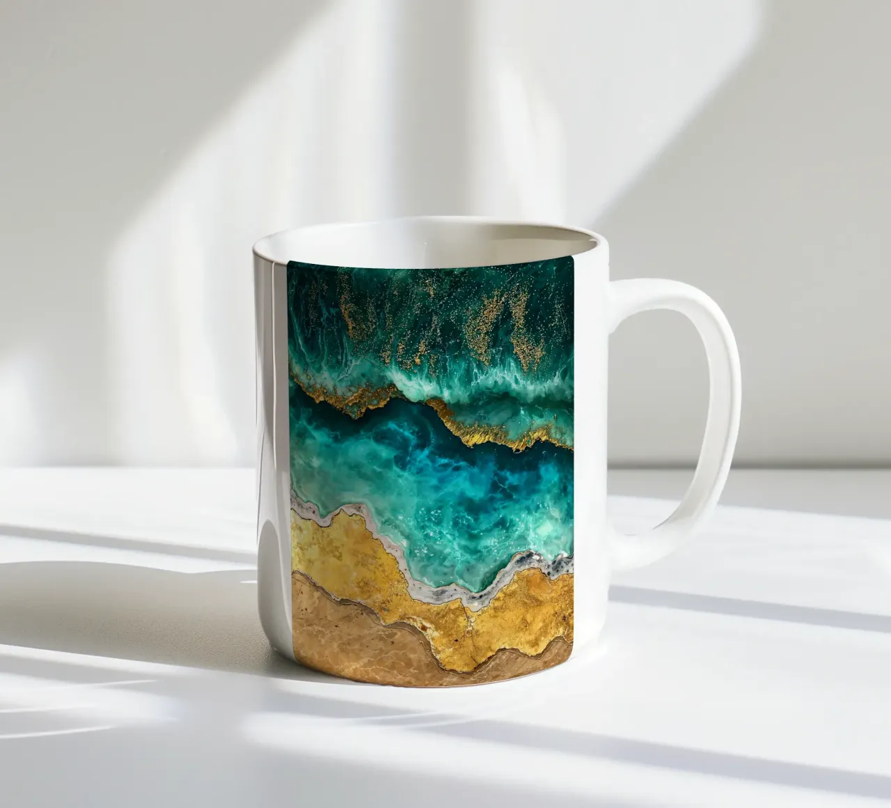 Abstract Ocean Waves Kintsugi Art tazza in ceramica da Pixaverse