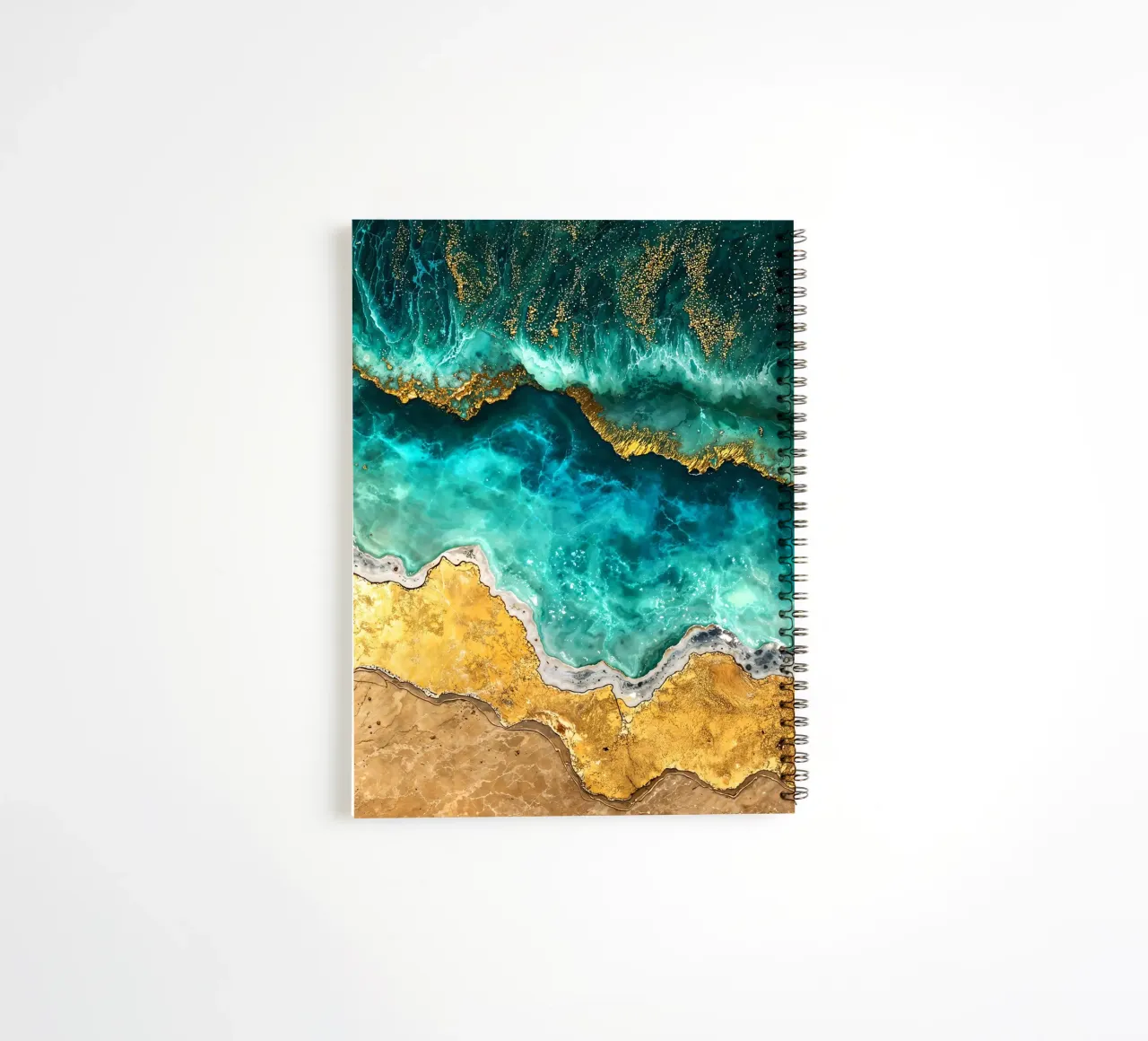 Abstract Ocean Waves Kintsugi Art spiral notebook by Pixaverse