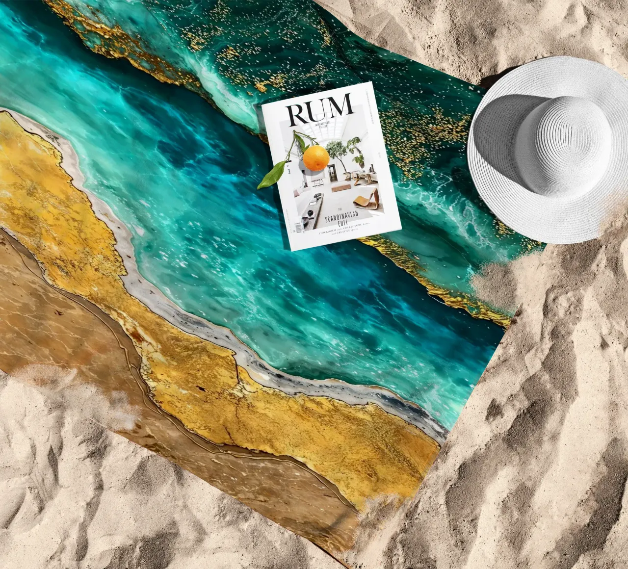 Abstract Ocean Waves Kintsugi Art telo mare da Pixaverse