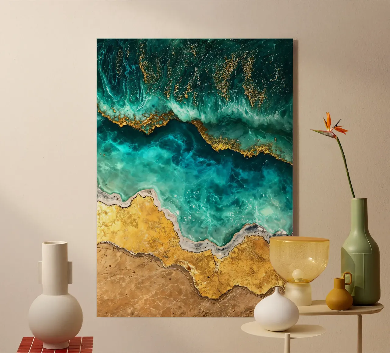 Abstract Ocean Waves Kintsugi Art plexiglass da Pixaverse