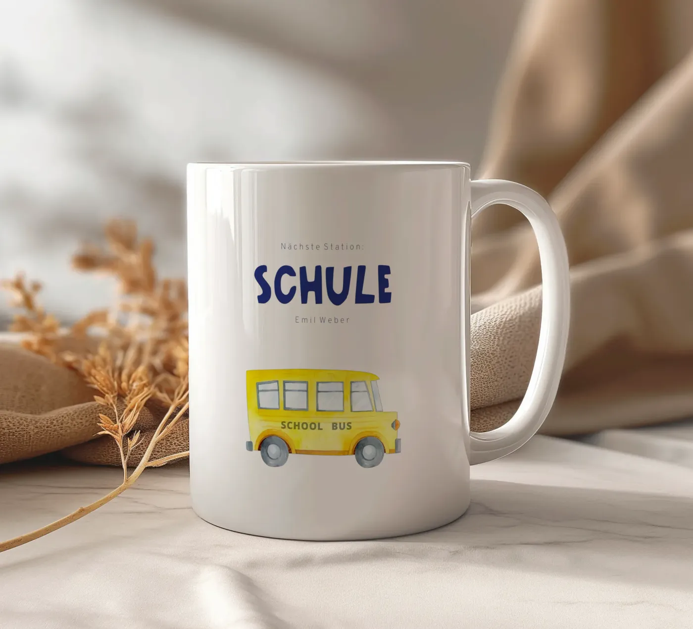 School bus keramische mok van Kartenliebe