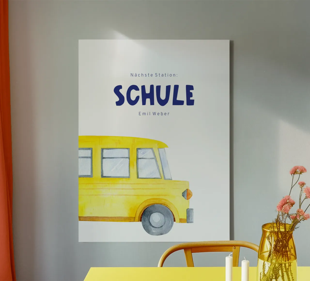 Schoolbus canvas van Kartenliebe