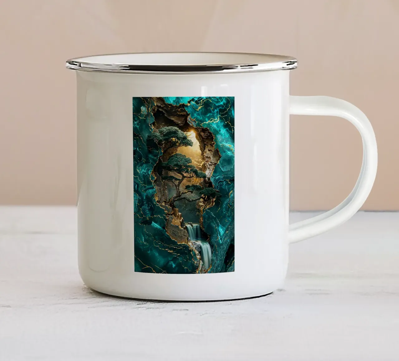 Golden Bonsai Falls Art tazza in smalto da Pixaverse