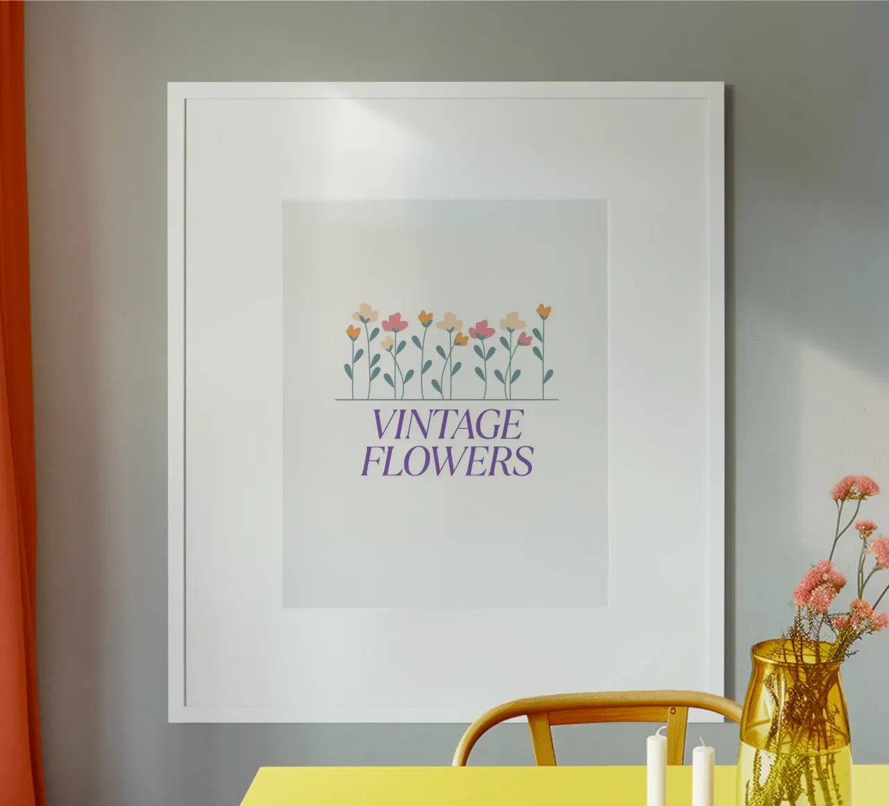 Vintage Flowers poster with wooden frame by luxi&lace