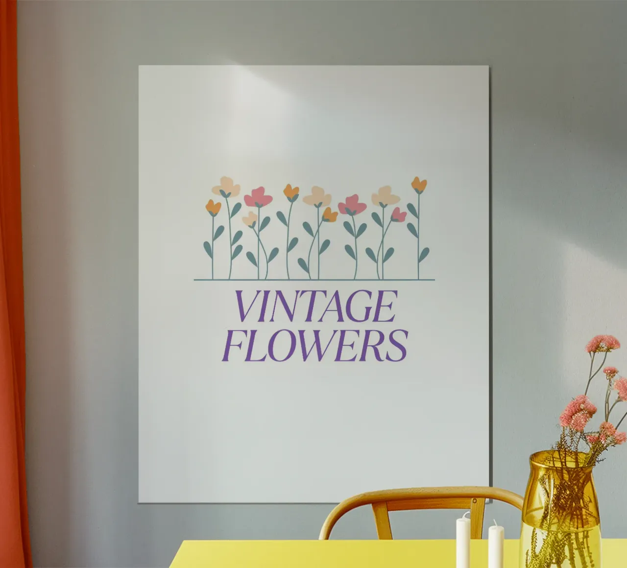 Vintage Flowers poster with wooden frame by luxi&lace