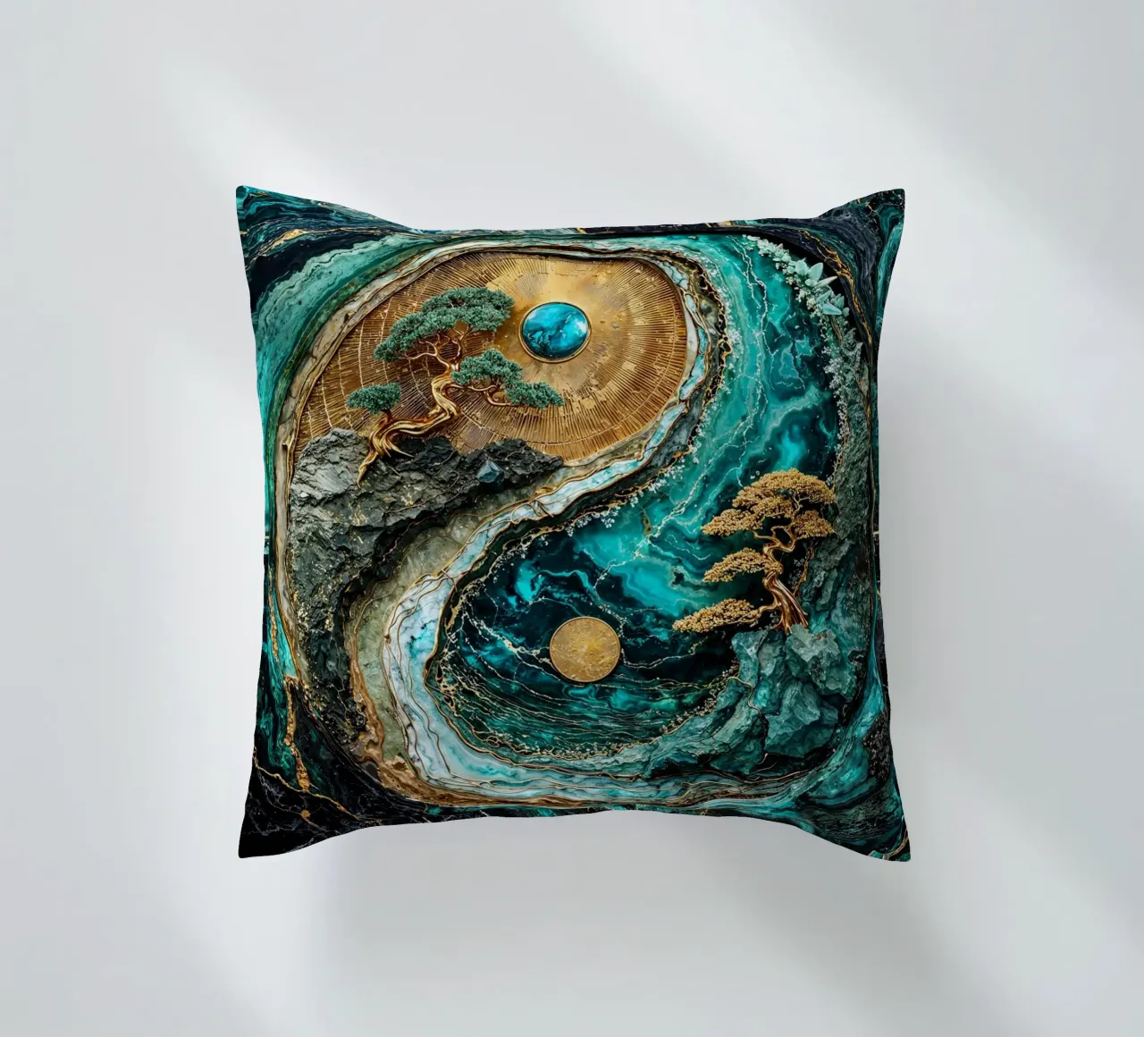 Yin Yang Harmony Kintsugi Art cuscino da Pixaverse