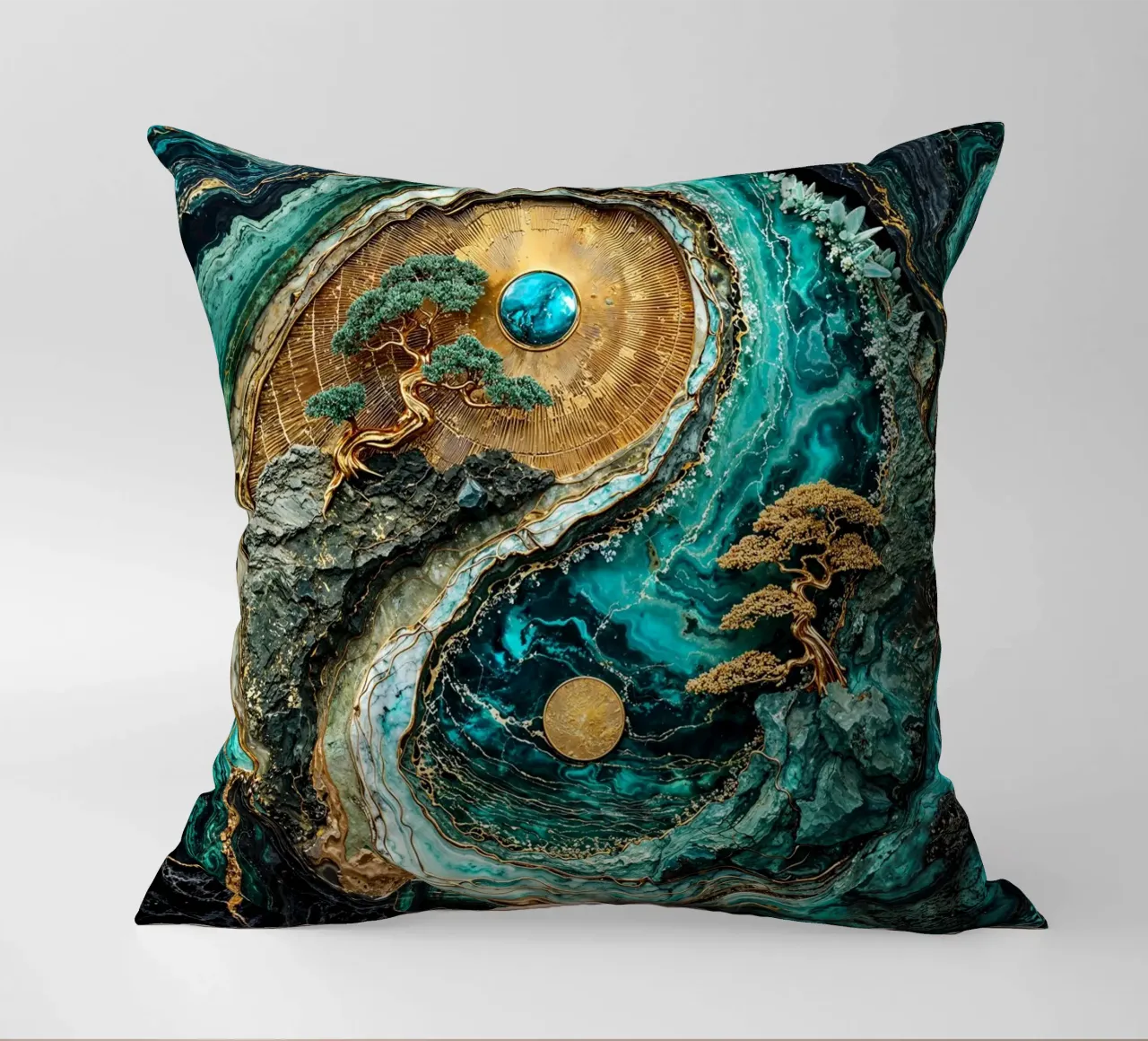 Yin Yang Harmony Kintsugi Art cuscino da Pixaverse