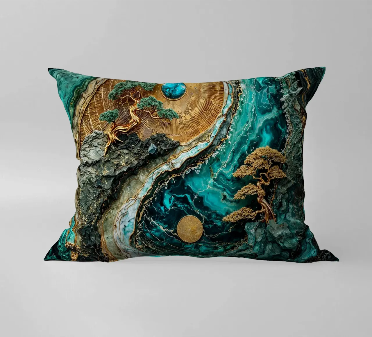 Yin Yang Harmony Kintsugi Art cuscino da Pixaverse