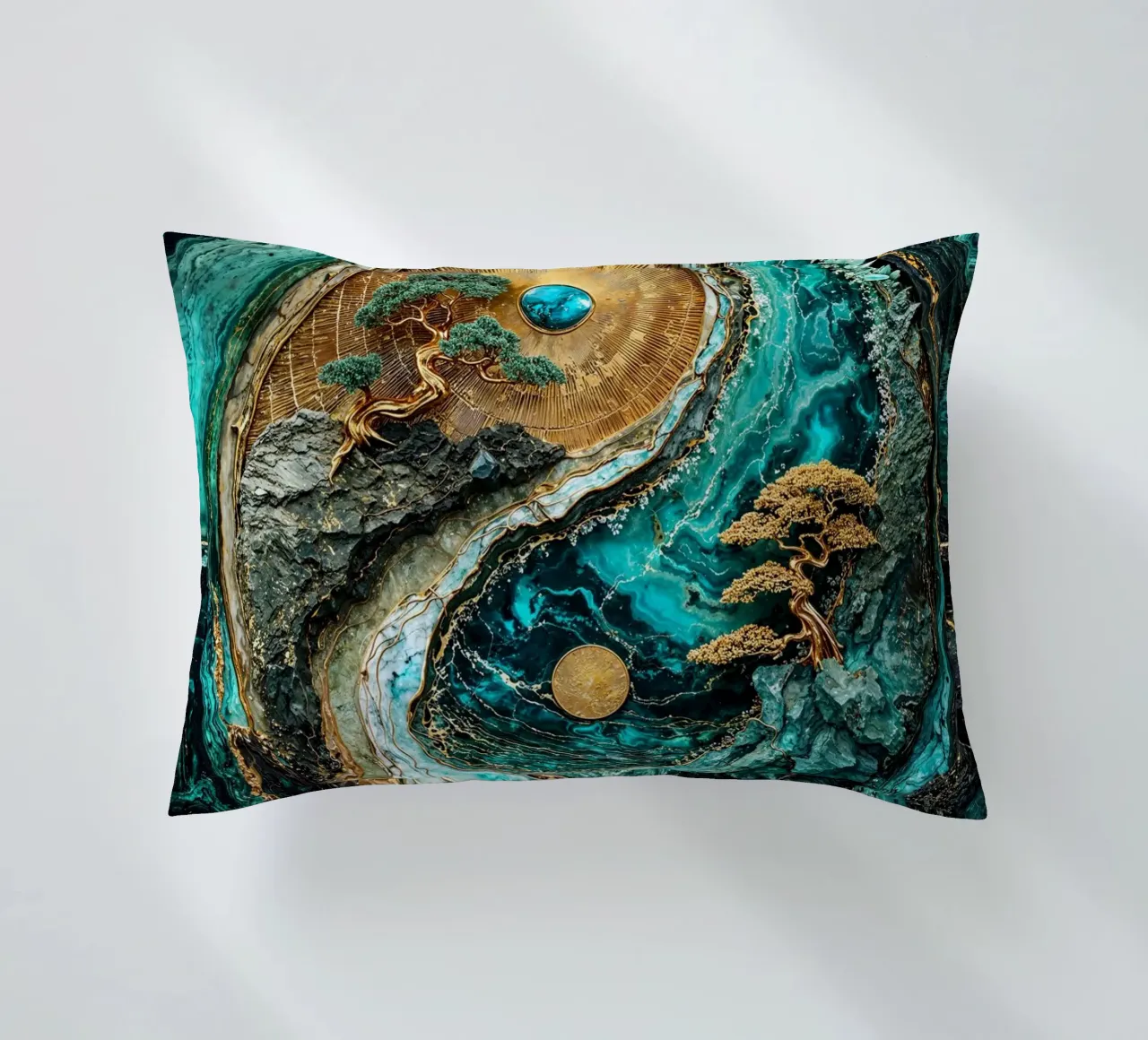 Yin Yang Harmony Kintsugi Art cuscino da Pixaverse