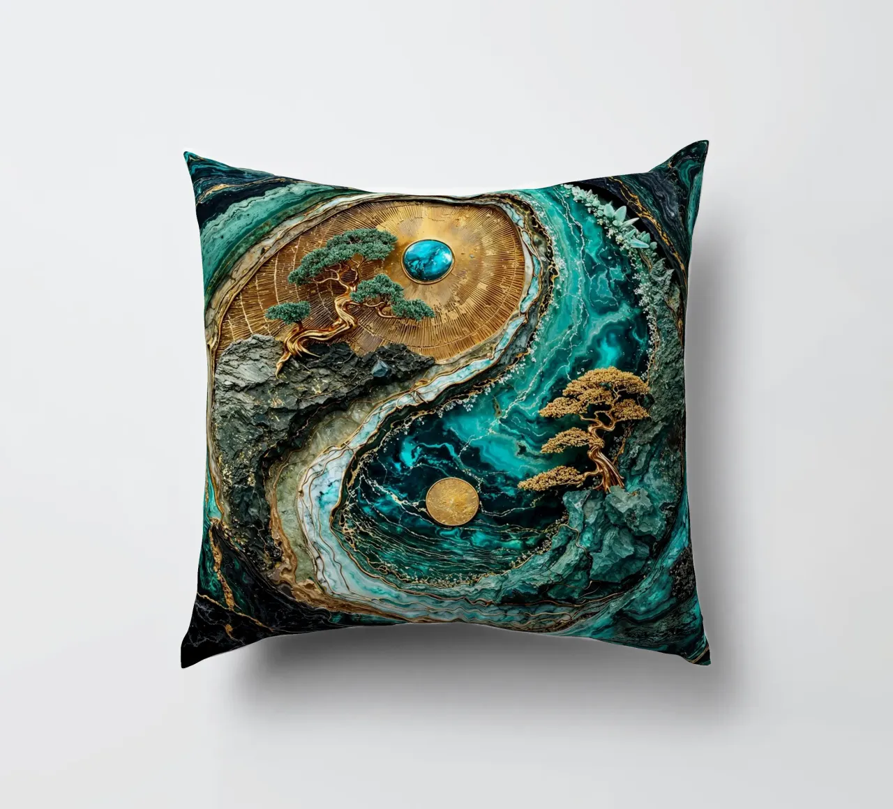 Yin Yang Harmony Kintsugi Art cuscino da Pixaverse