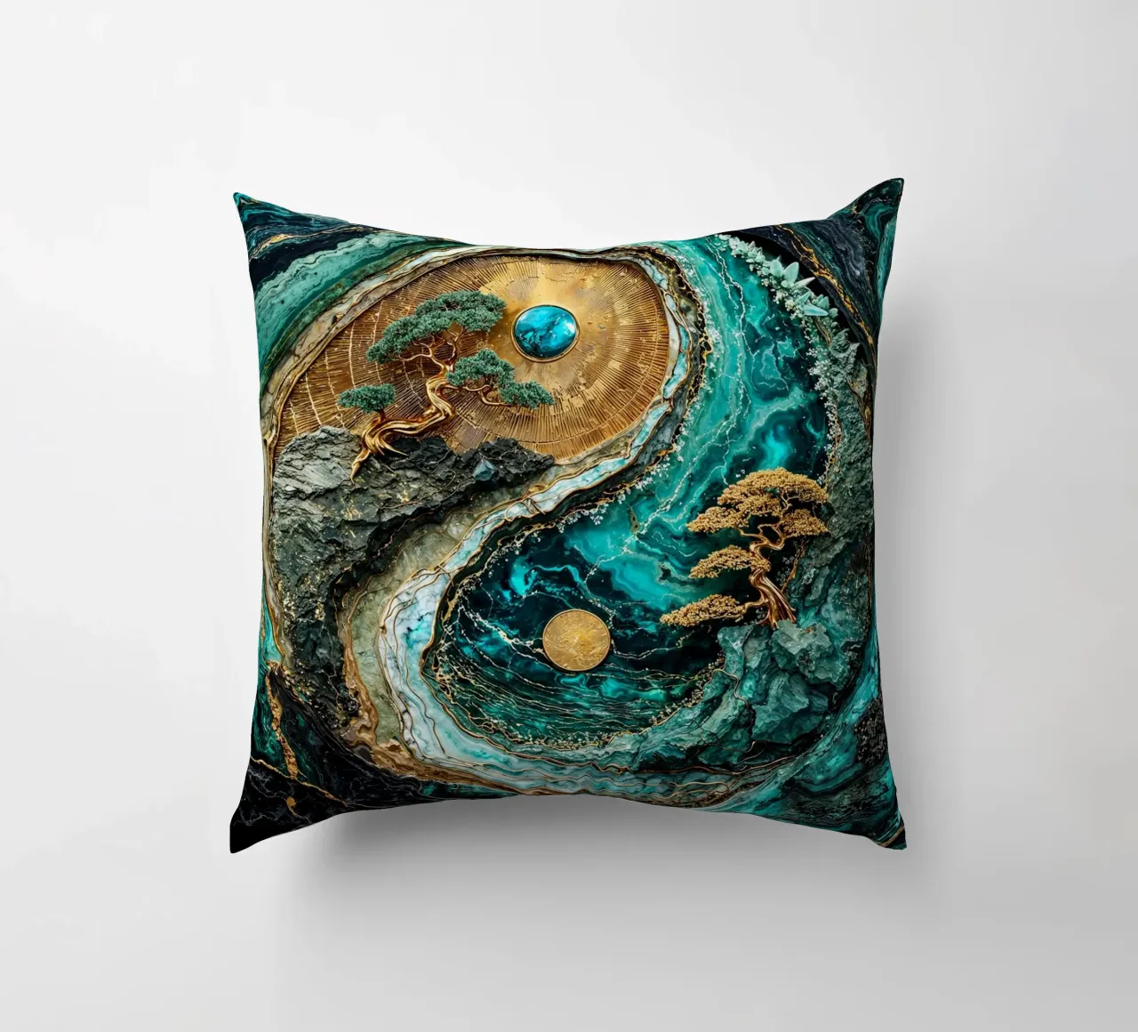 Yin Yang Harmony Kintsugi Art cuscino da Pixaverse