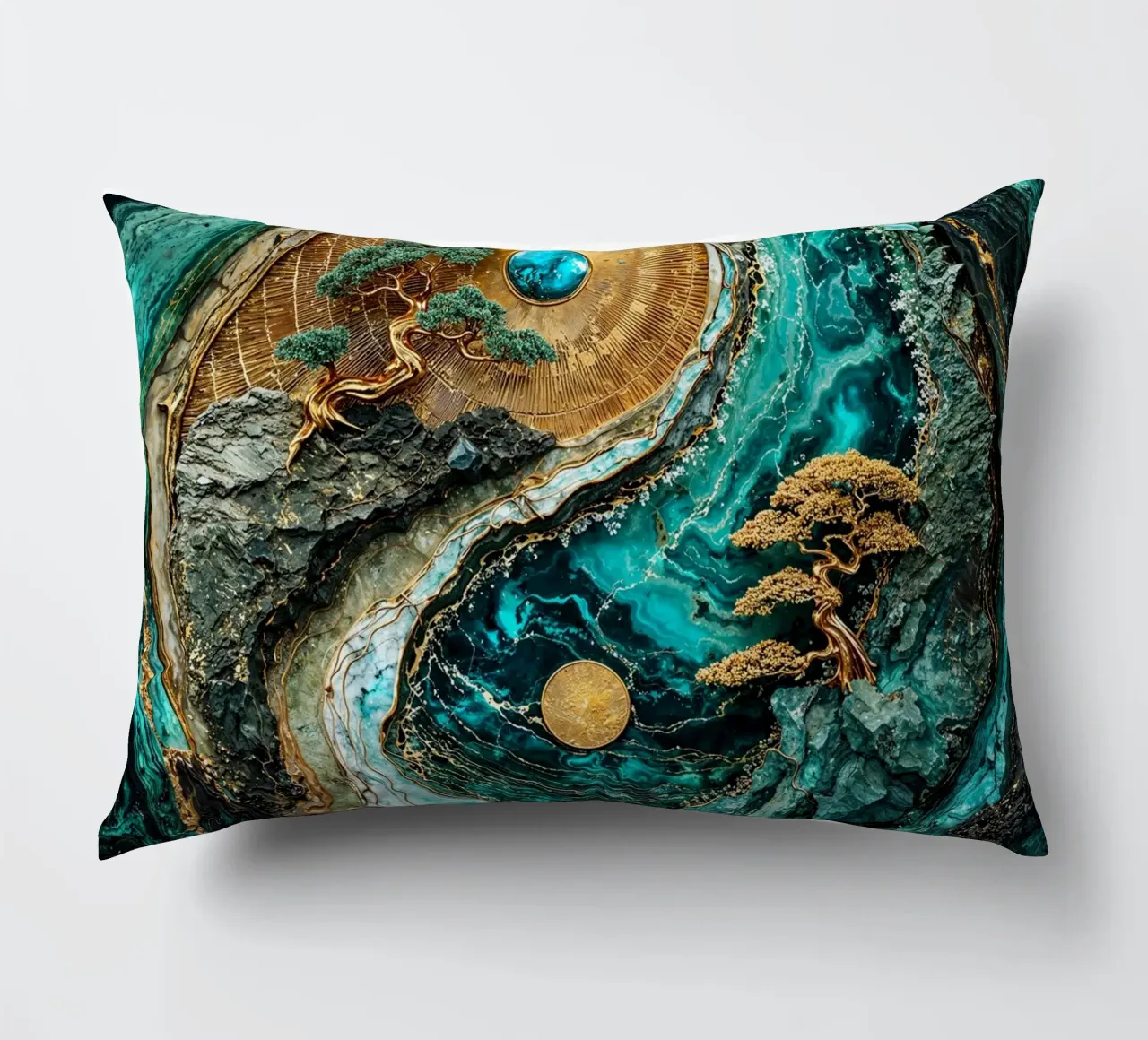 Yin Yang Harmony Kintsugi Art cuscino da Pixaverse