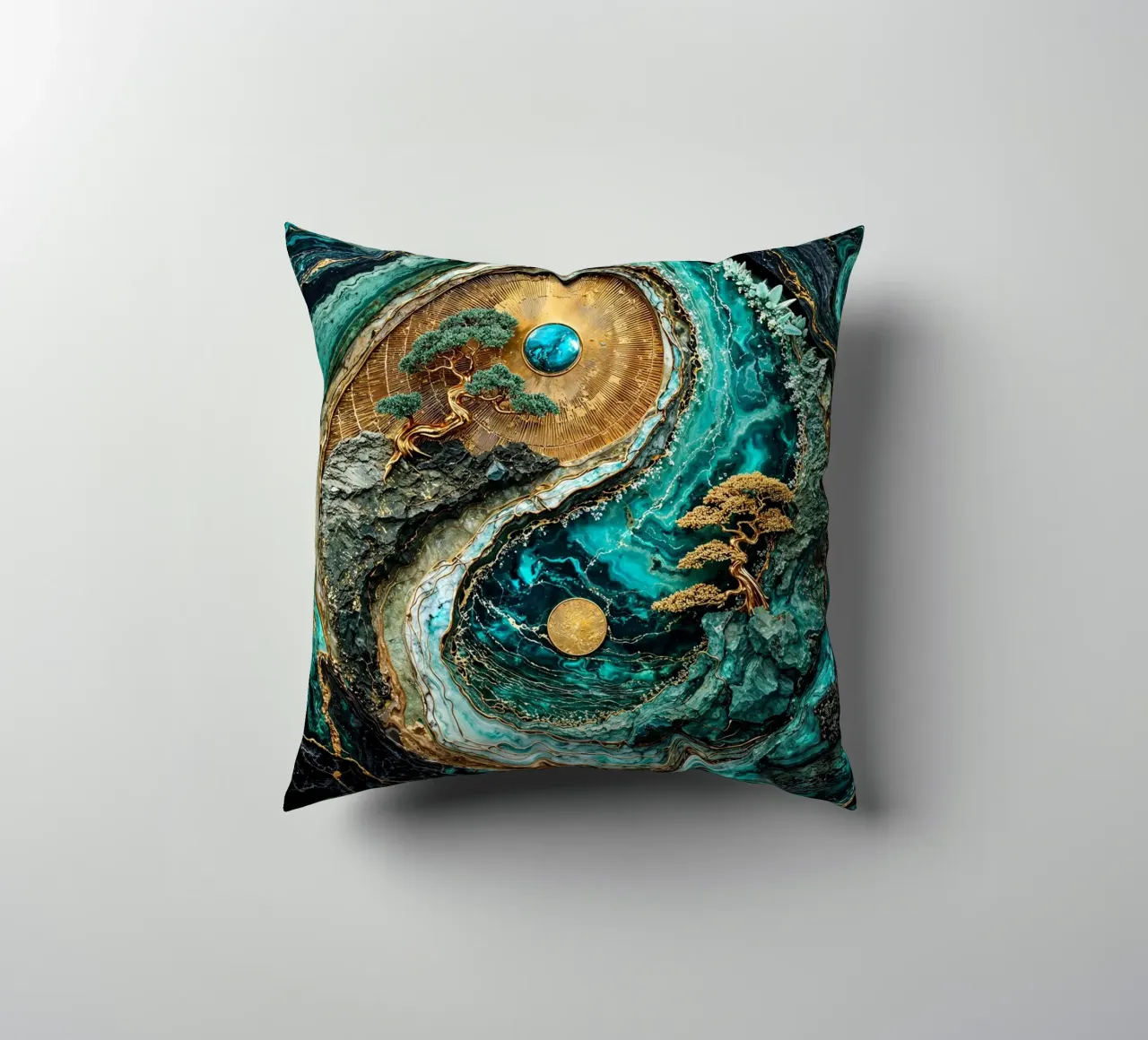 Yin Yang Harmony Kintsugi Art cuscino da Pixaverse