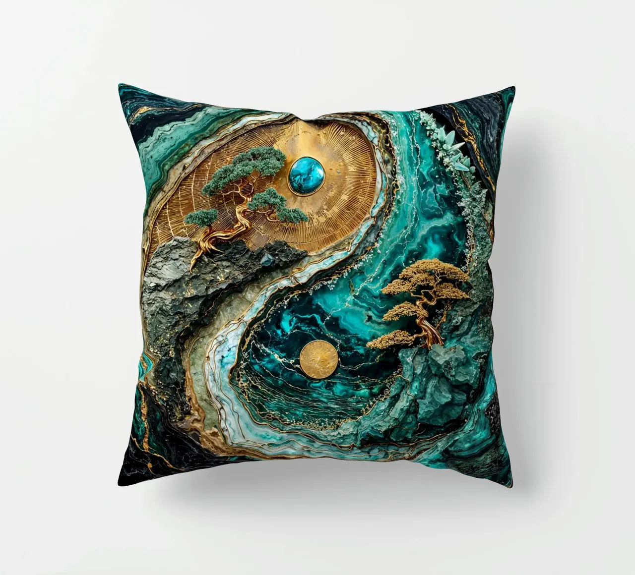 Yin Yang Harmony Kintsugi Art cuscino da Pixaverse
