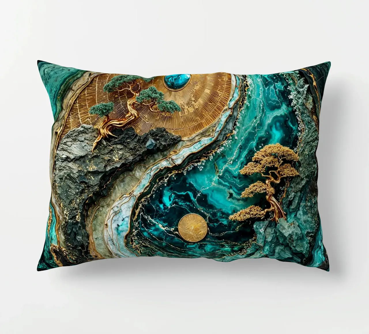 Yin Yang Harmony Kintsugi Art cuscino da Pixaverse