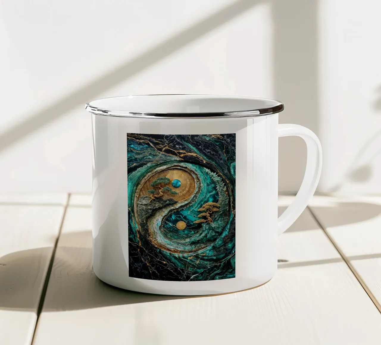 Yin Yang Harmony Kintsugi Art tazza in smalto da Pixaverse