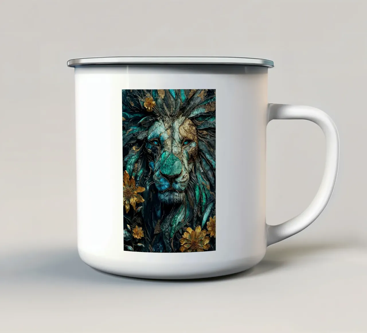 Majestic Lion Kintsugi Art tazza in smalto da Pixaverse