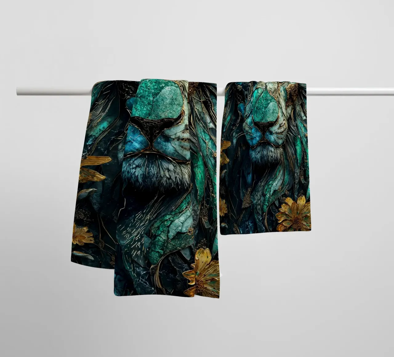 Majestic Lion Kintsugi Art asciugamano da bagno da Pixaverse