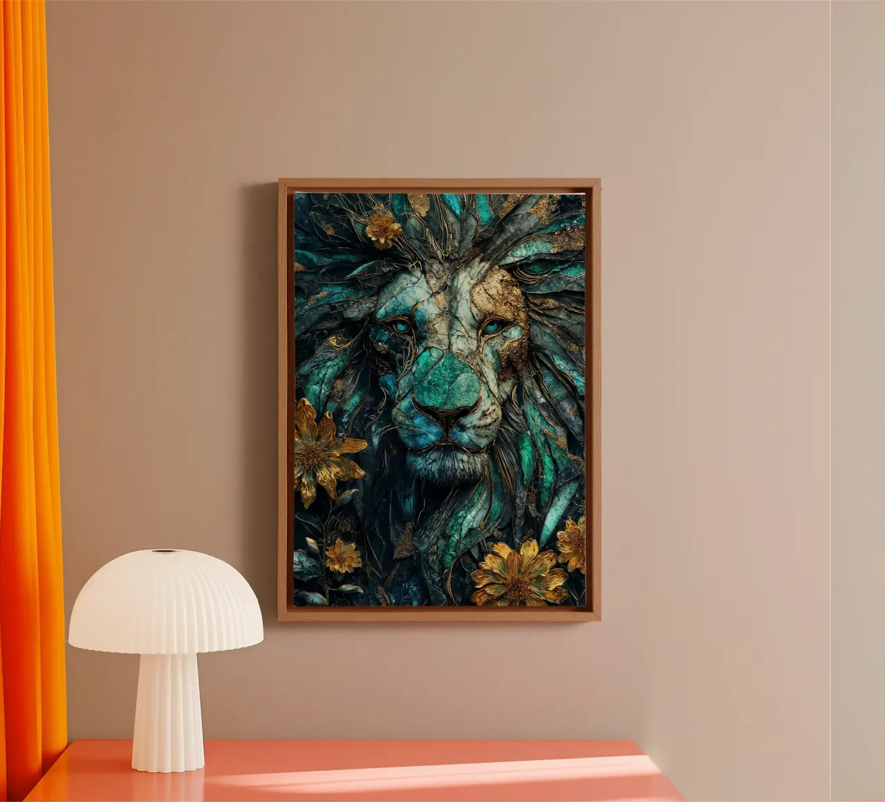 Majestic Lion Kintsugi Art tela con Cornice a cassetta da Pixaverse