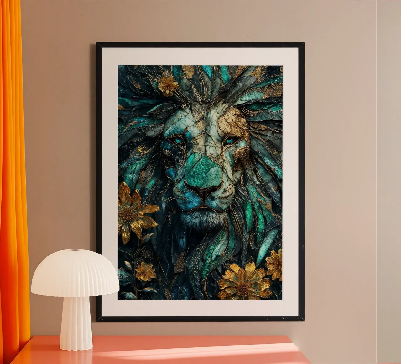 Majestic Lion Kintsugi Art carta hahnemühle da Pixaverse